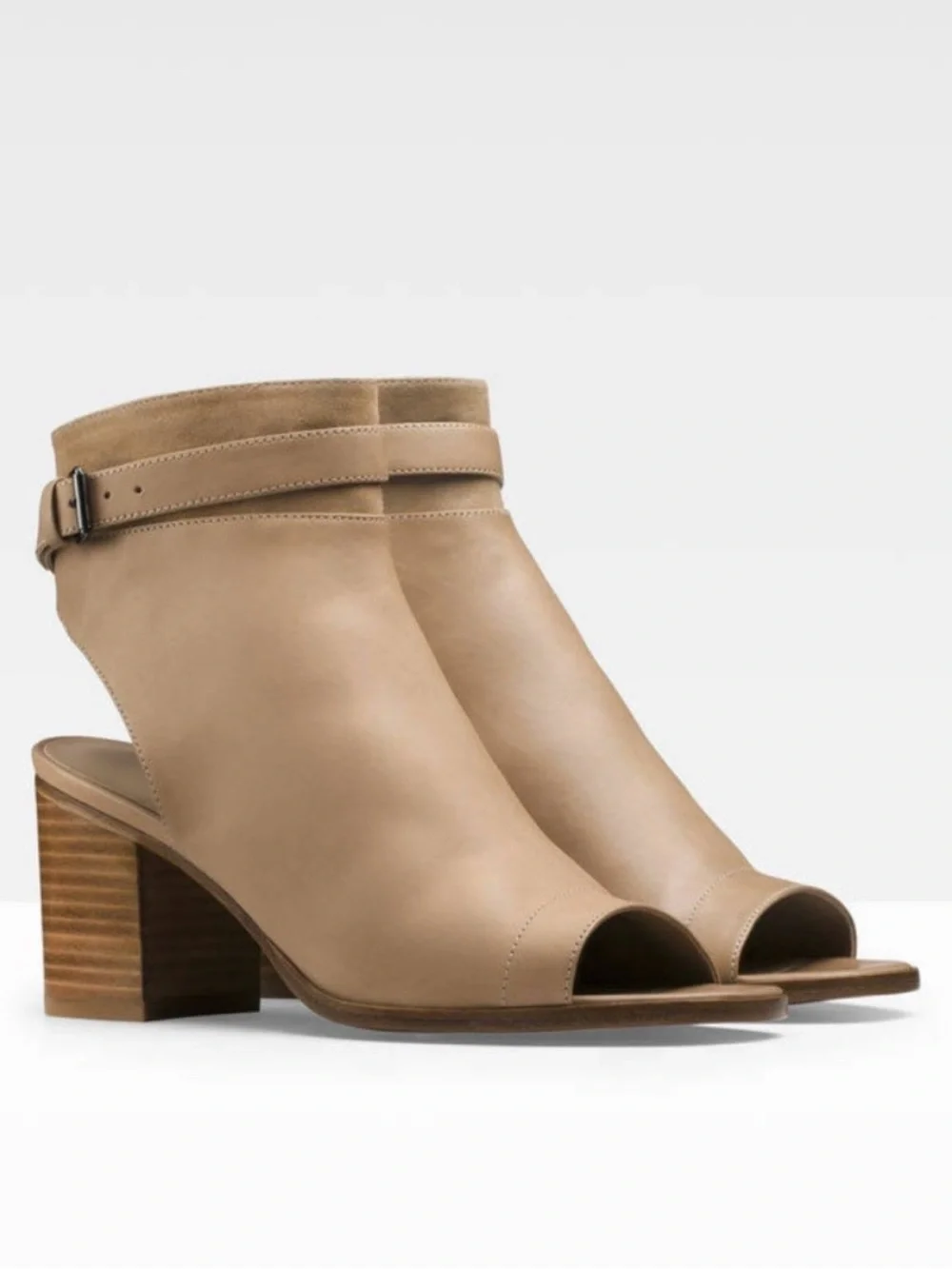 Vince JANE peep toe block heel ankle bootie  Size 7 Narrow 7N beige